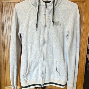 Roots Light Gray Hoodie with Dark Green Details